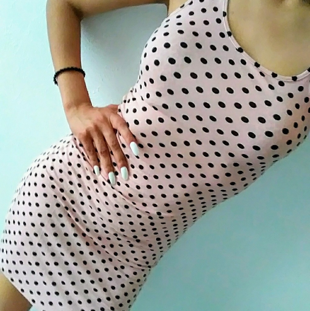 Asos polka dot pink dress